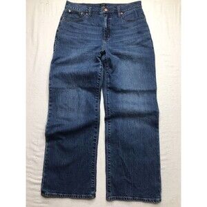 J CREW Full Length Wide Leg Jean Women 31 (34x30) Whisker Blue Baggy Denim Boho